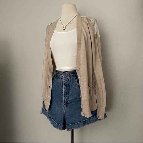 Silk Neutral Button Front Cardigan - Picture 6 of 6